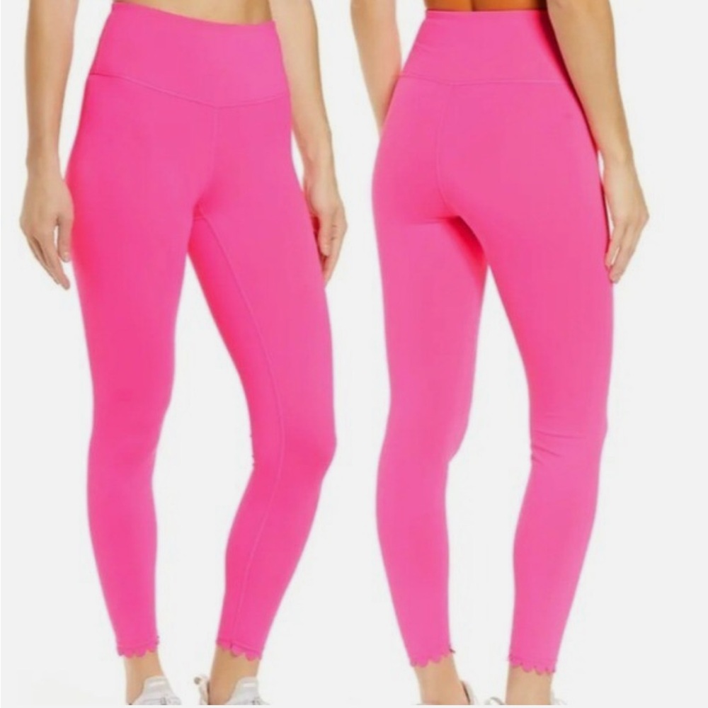 IVL collective neon pink collagen scollop hem 7/8 leggings size 6